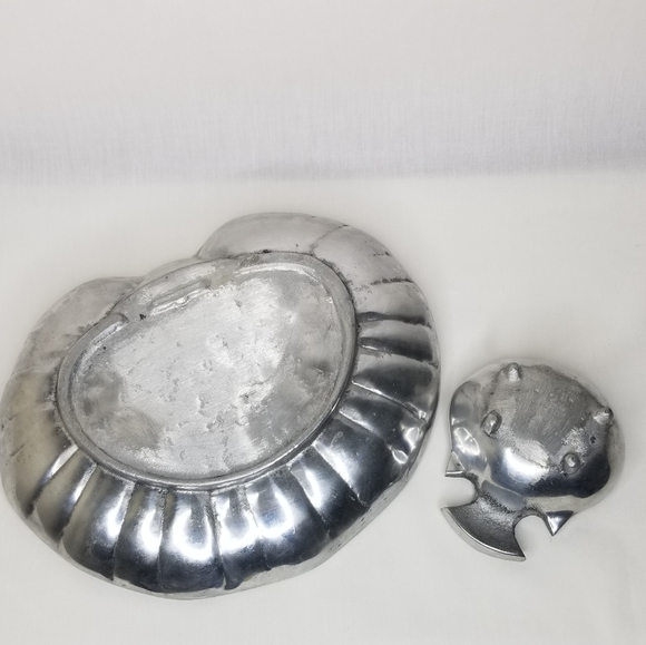 Wilton Armetale Pewter 2Pc Clam Shell Chip Dip Veggie Serving Tray Party Set - Picture 8 of 11